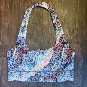 Fabletics Multi-Color Leopard Print Sports Bra in Pink, Blue, Purple